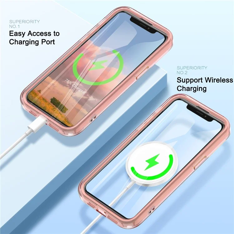 Carcasa de PC+TPU a prueba de golpes compatible con MagSafe para iPhone 12 / 12 Pro - Rosa