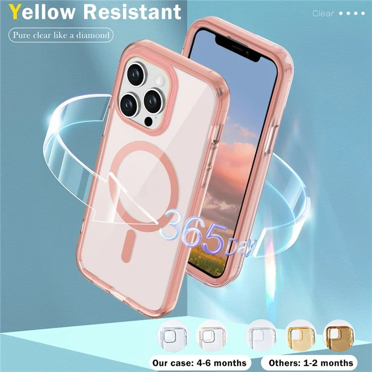 Carcasa de PC+TPU a prueba de golpes compatible con MagSafe para iPhone 12 / 12 Pro - Rosa