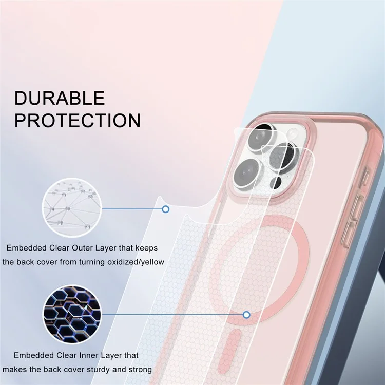 Carcasa de PC+TPU a prueba de golpes compatible con MagSafe para iPhone 12 / 12 Pro - Rosa