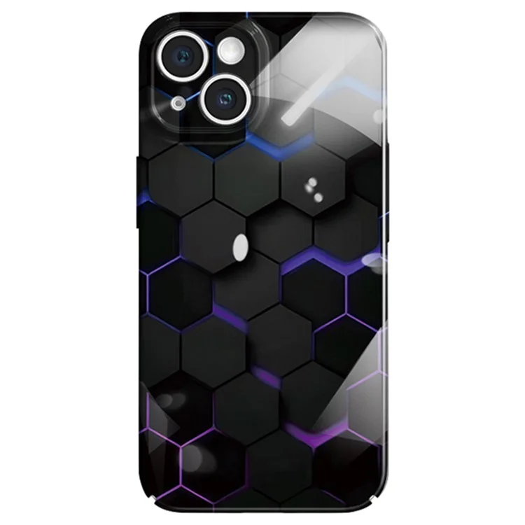For iPhone 13 6.1 inch Case Ultra-Thin PC+Silicone Honeycomb Pattern Back Phone Cover - Black