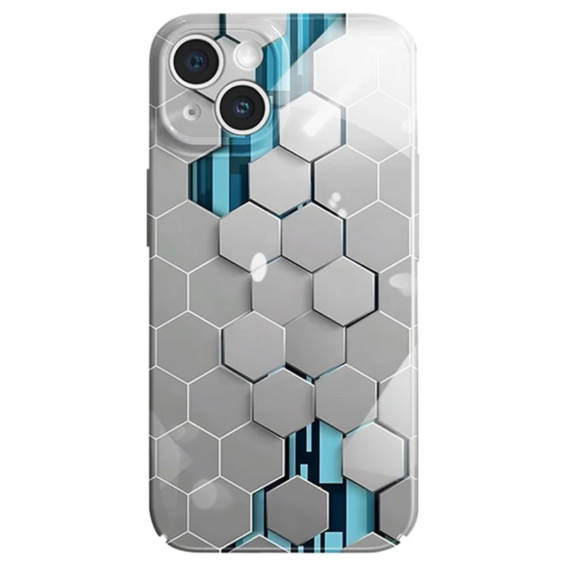 For iPhone 14 Case Hard PC+Soft Silicone Phone Cover with Honeycomb Pattern - Silver