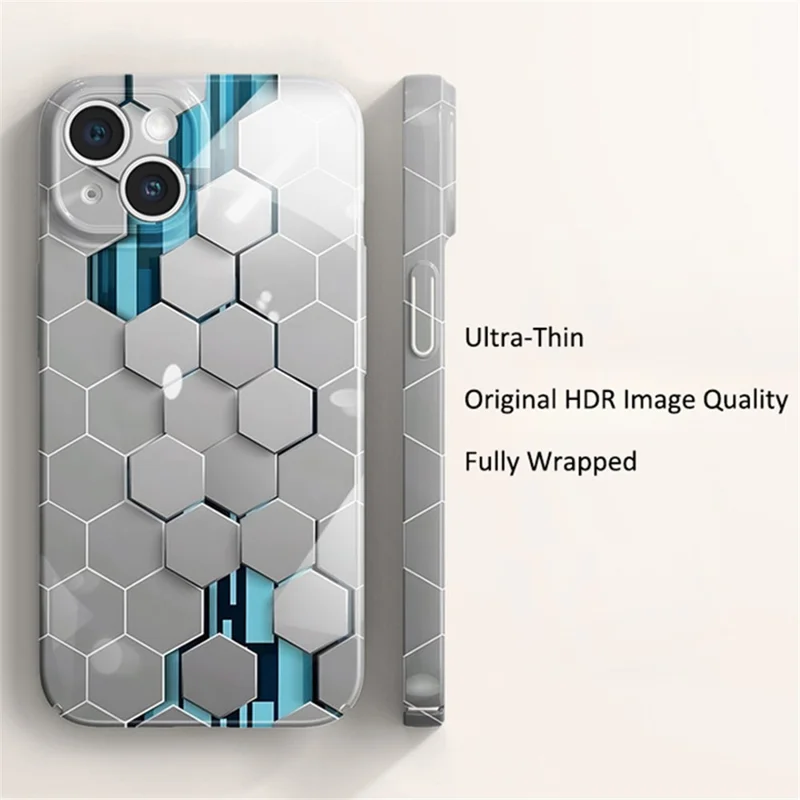 For iPhone 14 Case Hard PC+Soft Silicone Phone Cover with Honeycomb Pattern - Silver