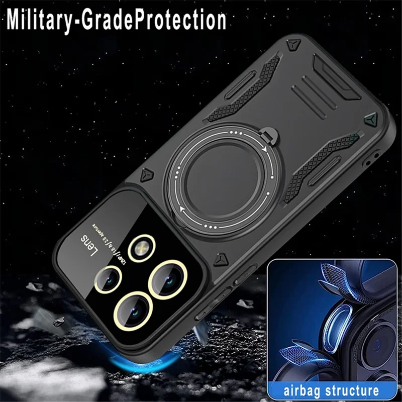 For Xiaomi Redmi Note 13 Pro 5G / Poco X6 5G Magnetic Case PC+TPU Phone Cover with Kickstand - Red