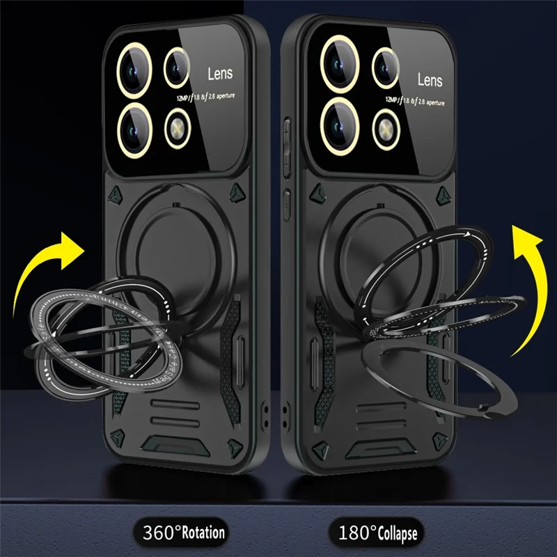 For Xiaomi Redmi Note 13 Pro 5G / Poco X6 5G Magnetic Case PC+TPU Phone Cover with Kickstand - Blue