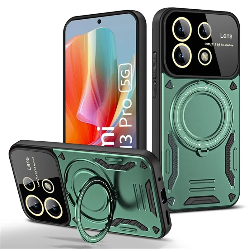 Para Xiaomi Redmi Note 13 Pro 5G / Poco X6 5G Capa Magnética de PC+TPU com Suporte - Verde