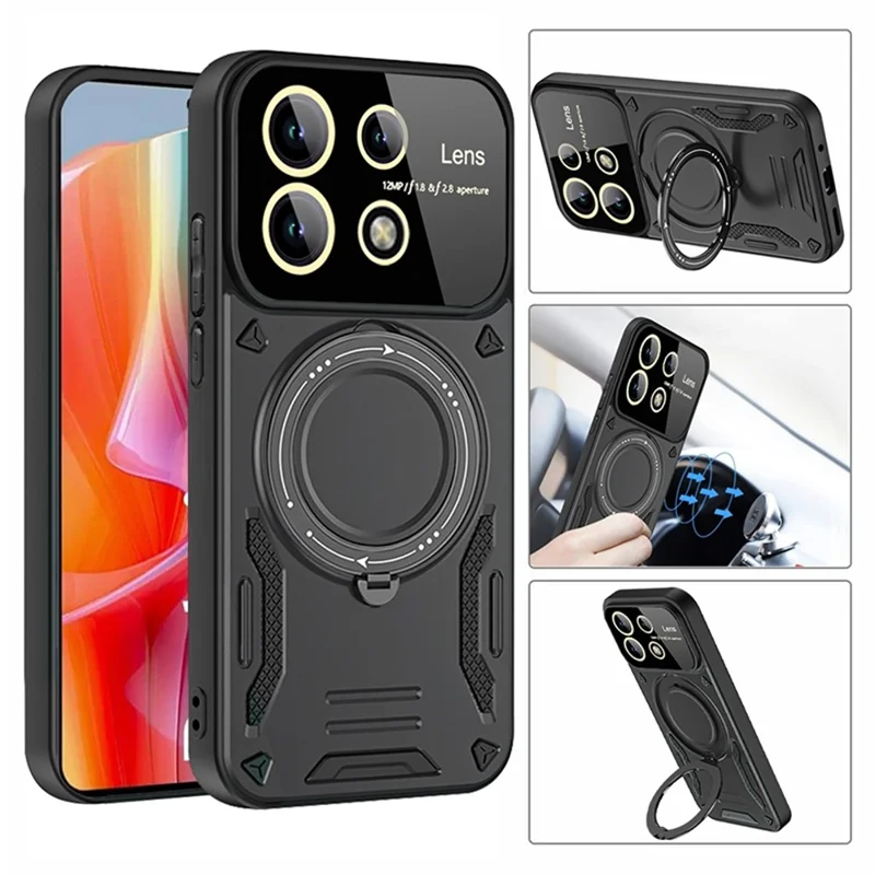 Para Xiaomi Redmi Note 13 Pro 5G / Poco X6 5G Capa Magnética de PC+TPU com Suporte - Verde