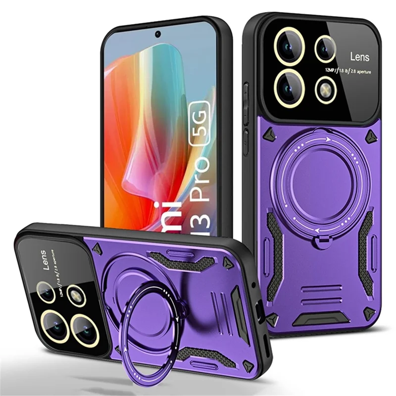 Pour Xiaomi Redmi Note 13 Pro 5G / Poco X6 5G Étui magnétique PC+TPU Coque de téléphone avec support - Violet