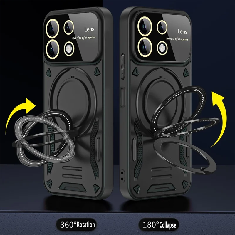 For Xiaomi Redmi Note 13 Pro 4G / Poco M6 Pro 4G Case Magnetic Ring Kickstand PC+TPU Phone Shell - Blue