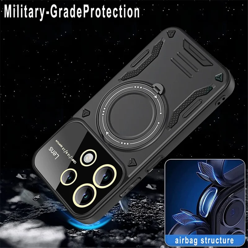 For Xiaomi Redmi Note 13 Pro 4G / Poco M6 Pro 4G Case Magnetic Ring Kickstand PC+TPU Phone Shell - Blue