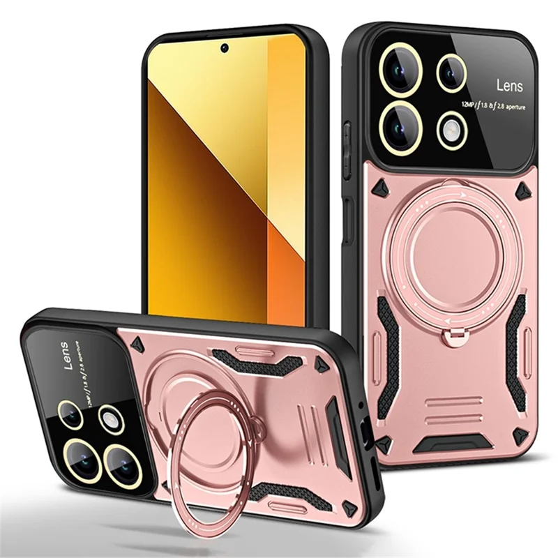 Pour Xiaomi Redmi Note 13 Pro 4G / Poco M6 Pro 4G Étui avec anneau magnétique et support - Or rose