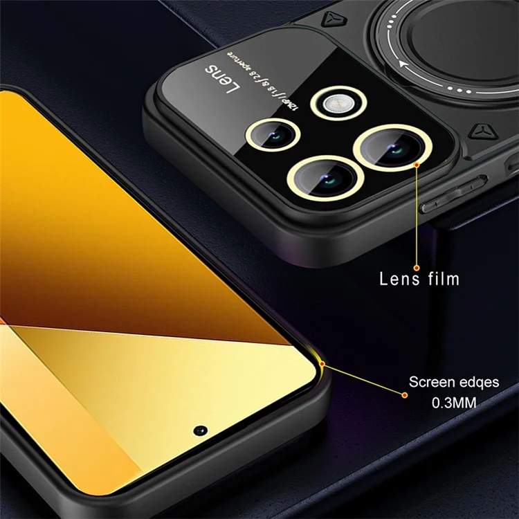 For Xiaomi Redmi Note 13 5G Magnetic Case PC+TPU Phone Back Protector - Black