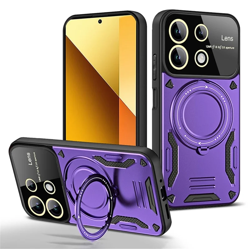 Para Xiaomi Redmi Note 13 5G Funda Magnética Carcasa PC+TPU Protector de Espalda del Teléfono - Púrpura