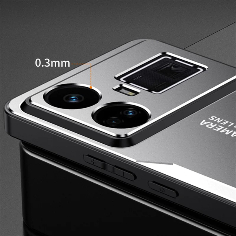 For Realme GT5 5G Matte Case Aluminium Alloy+TPU+PC Slim Phone Cover - Silver