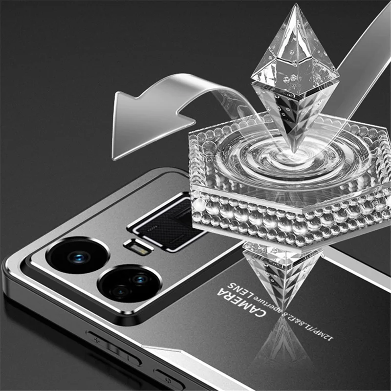For Realme GT5 5G Matte Case Aluminium Alloy+TPU+PC Slim Phone Cover - Silver