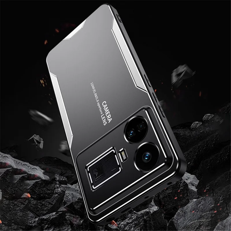 For Realme GT5 5G Matte Case Aluminium Alloy+TPU+PC Slim Phone Cover - Silver
