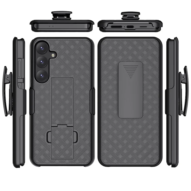 Для чехла Samsung Galaxy S24+ PC+TPU Sliding Screen Cover Kickstand Phone Shell с зажимом