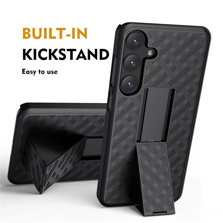 Для чехла Samsung Galaxy S24+ PC+TPU Sliding Screen Cover Kickstand Phone Shell с зажимом