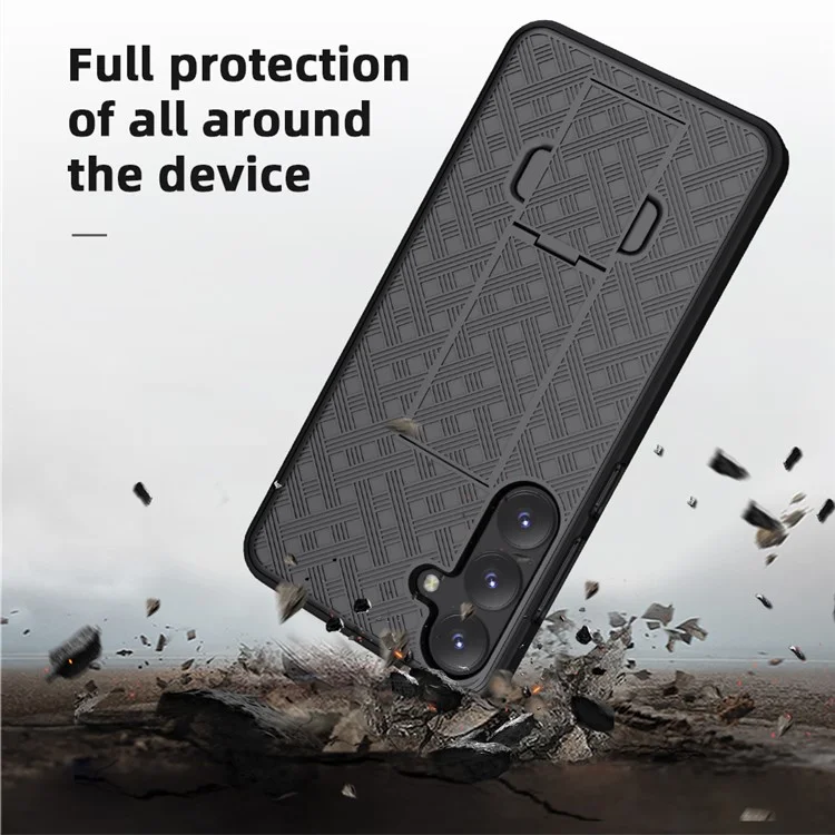 Для чехла Samsung Galaxy S24+ PC+TPU Sliding Screen Cover Kickstand Phone Shell с зажимом