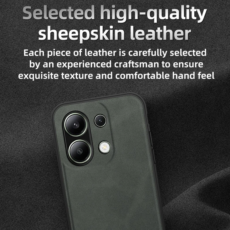 ANNYOJO Pour Xiaomi Redmi Note 13 4G Étui Cuir+PC+TPU Absorption de Choc Étui de Téléphone - Café