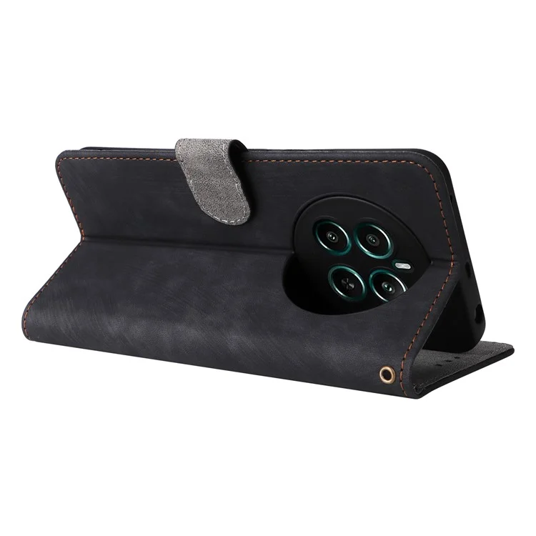 Para Realme 12 4G / 12+ 5G / Narzo 70 Pro 5G Carteira Caso RFID Bloqueio TPU Inner Shell Leather Phone Cover - Preto