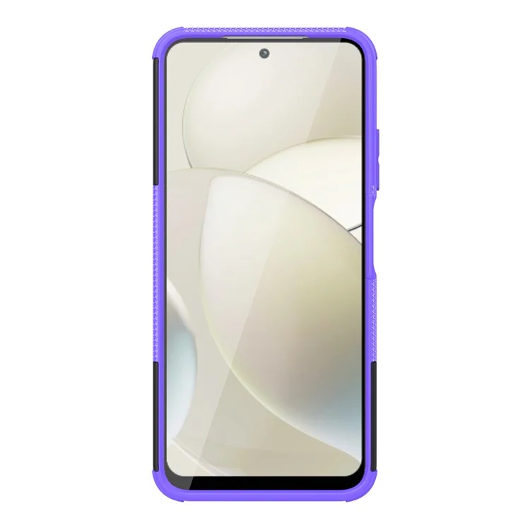 For Motorola Moto G Power (2024) Case Kickstand PC+TPU  Tyre Pattern Non-slip Phone Cover - Purple