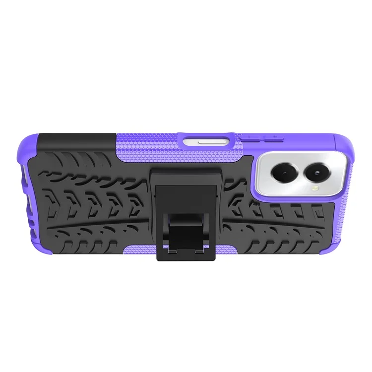 For Motorola Moto G Power (2024) Case Kickstand PC+TPU  Tyre Pattern Non-slip Phone Cover - Purple