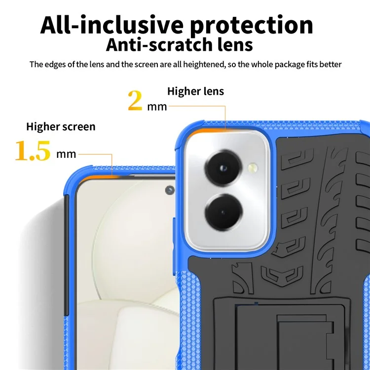 For Motorola Moto G Power (2024) Case Kickstand PC+TPU  Tyre Pattern Non-slip Phone Cover - Purple