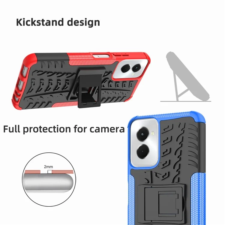 For Motorola Moto G Power (2024) Case Kickstand PC+TPU  Tyre Pattern Non-slip Phone Cover - Purple