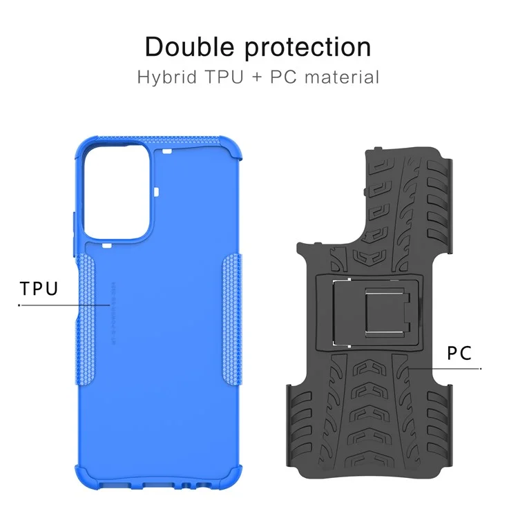 For Motorola Moto G Power (2024) Case Kickstand PC+TPU  Tyre Pattern Non-slip Phone Cover - Purple