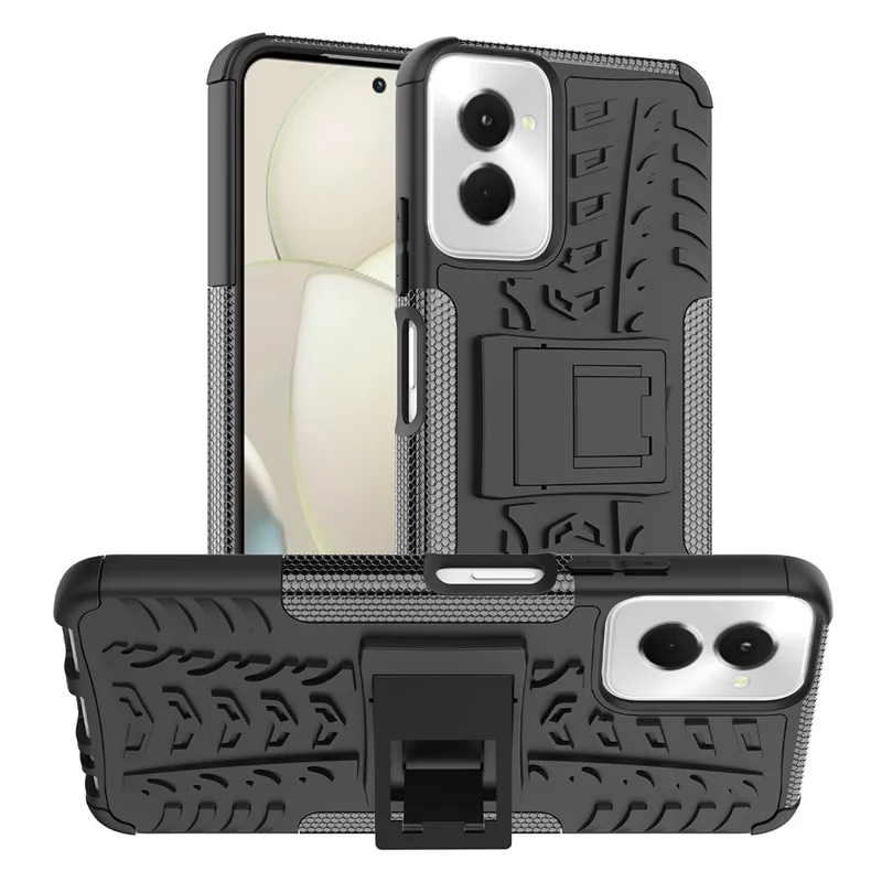 Per Motorola Moto G Power (2024) Custodia con Supporto PC+TPU Pneumatico Antiscivolo Copertura Telefonica - Nero