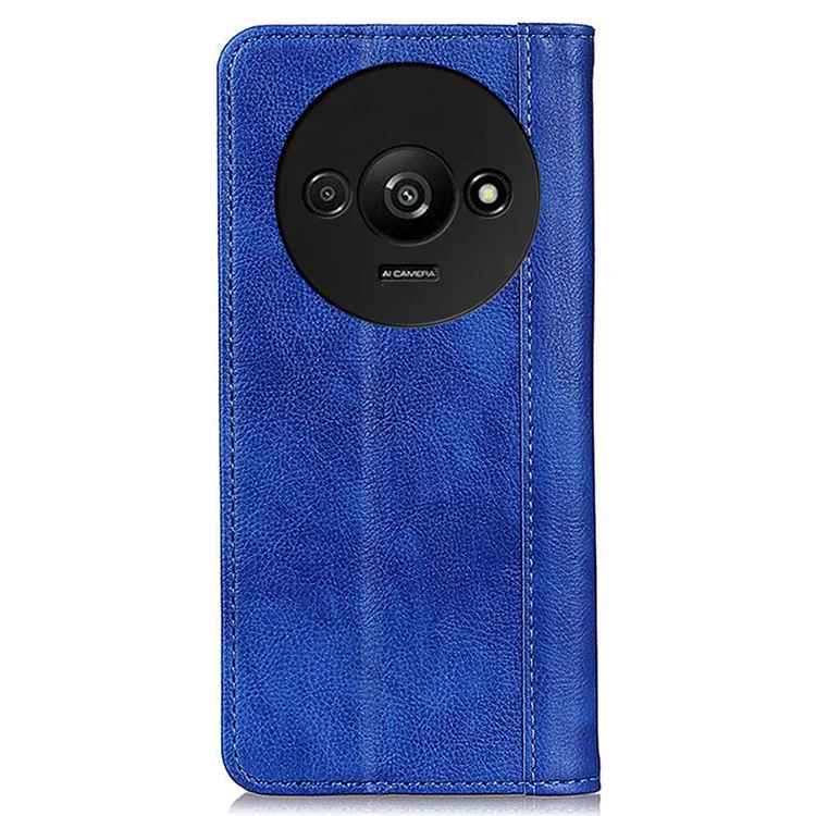 Per Xiaomi Redmi A3 / Poco C61 4G Case Split Leather Magnetic Auto Closing Wallet Phone Cover - Blu