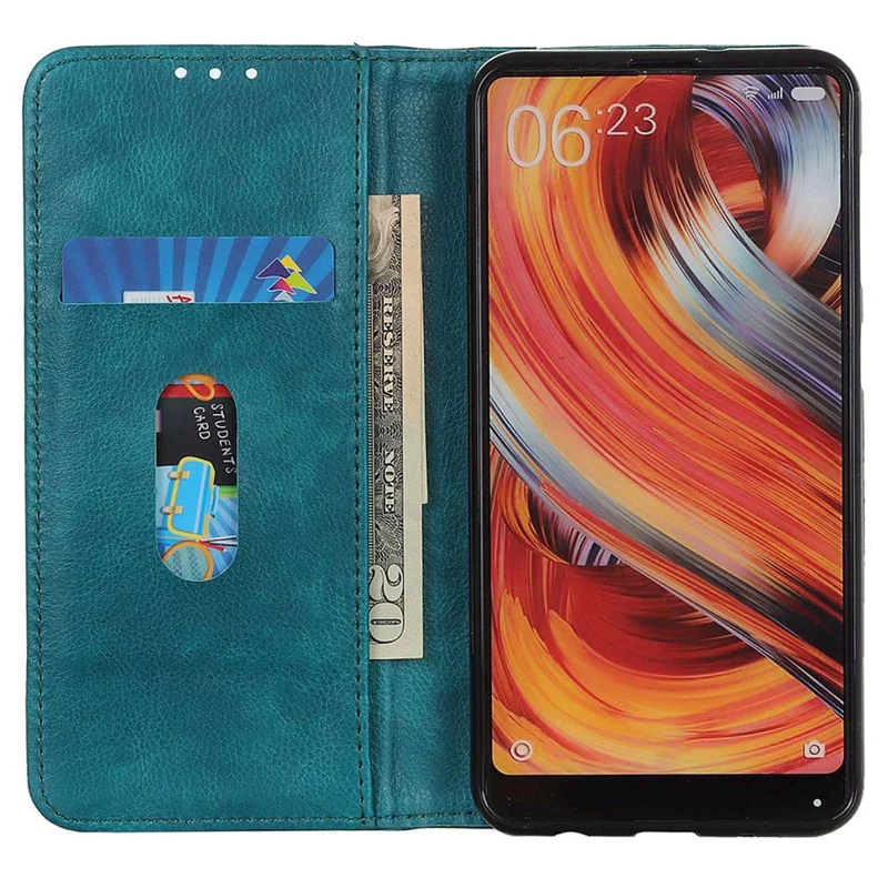 For Xiaomi Redmi A3 / Poco C61 4G Case Split Leather Magnetic Auto Closing Wallet Phone Cover - Green