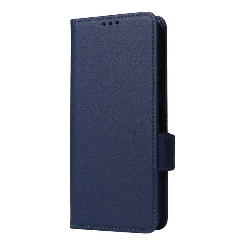 For Xiaomi Redmi A3 4G / Poco C61 4G Case with Wrist Strap Litchi Texture PU Leather Wallet Phone Cover - Dark Blue