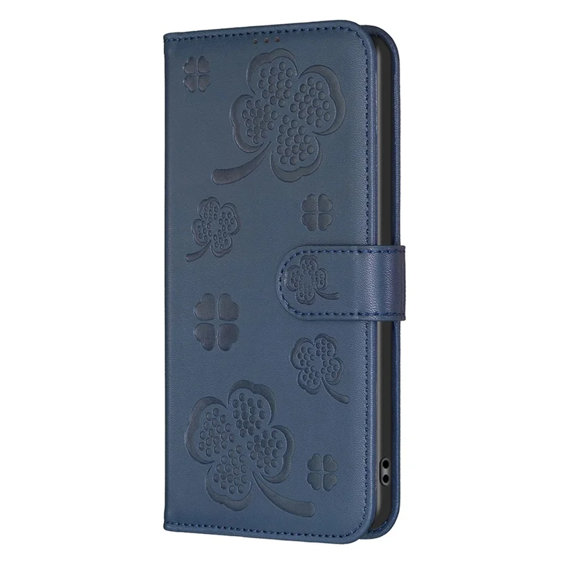 For Xiaomi Redmi A3 4G / Poco C61 4G Case Lucky Clover Leather Flip Phone Cover - Blue
