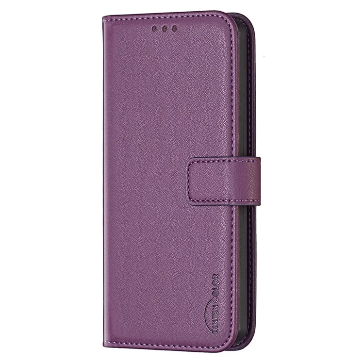 BINFEN COLOR BF17 Para Xiaomi Redmi A3 4G / Poco C61 4G Funda de cuero tipo billetera y tapa del teléfono - Morado oscuro