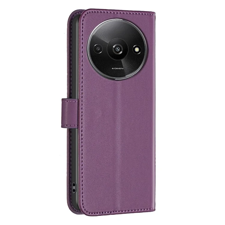 BINFEN COLOR BF17 Para Xiaomi Redmi A3 4G / Poco C61 4G Funda de cuero tipo billetera y tapa del teléfono - Morado oscuro