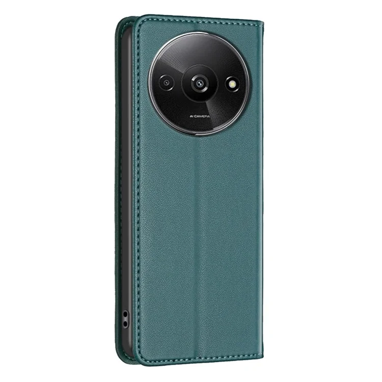 BINFEN COLOR BF18 Para Xiaomi Redmi A3 4G / Poco C61 4G Case PU Couro Magnético Fechamento Flip Phone Cover - Verde