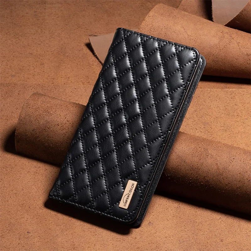 BINFEN COLOR BF Style-16 For Xiaomi Redmi A3 4G / Poco C61 4G Case PU Leather Magnetic Closure Flip Phone Cover - Black