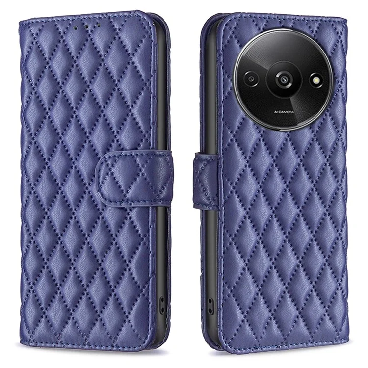 BINFEN COLOR BF Style-14 For Xiaomi Redmi A3 4G / Poco C61 4G Case TPU Inner Shell Leather Phone Cover - Blue