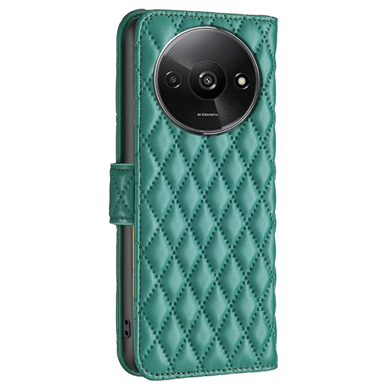 BINFEN COLOR BF Style-14 For Xiaomi Redmi A3 4G / Poco C61 4G Case TPU Inner Shell Leather Phone Cover - Green