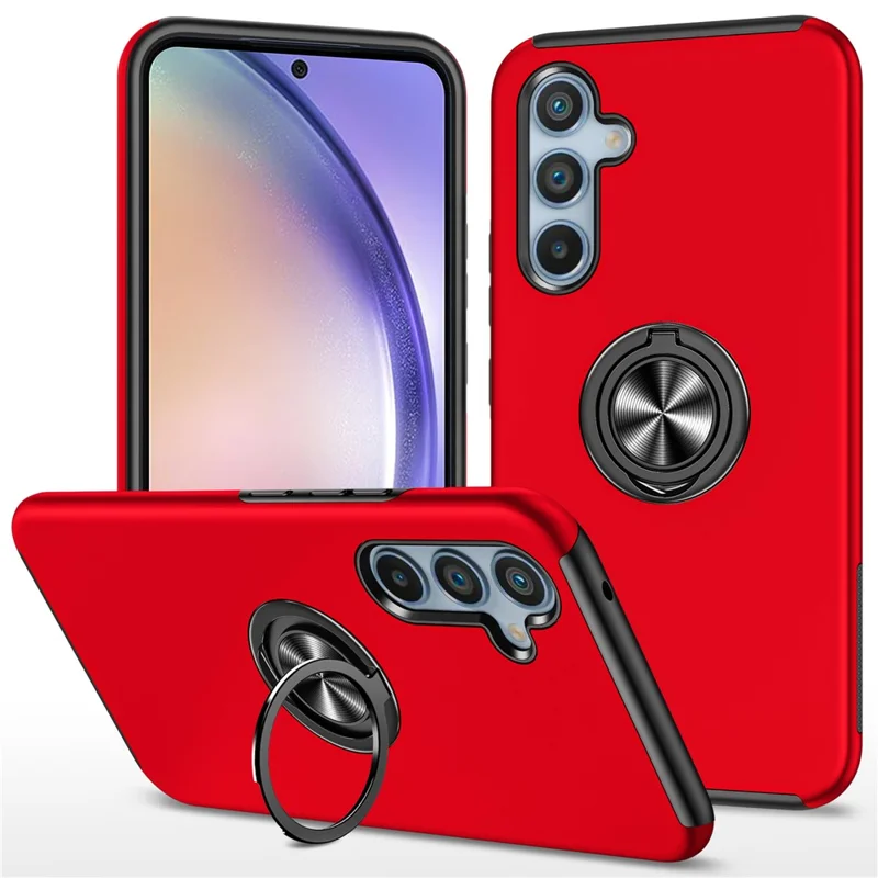 For Samsung Galaxy A55 5G Case Slim-Fit PC+TPU Phone Cover with Kickstand - Red