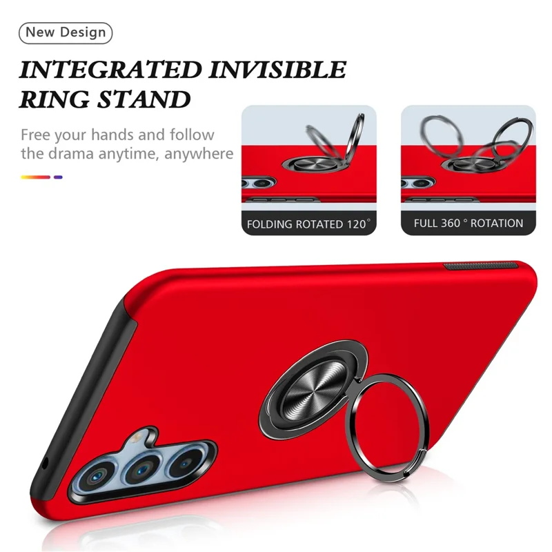 For Samsung Galaxy A55 5G Case Slim-Fit PC+TPU Phone Cover with Kickstand - Red