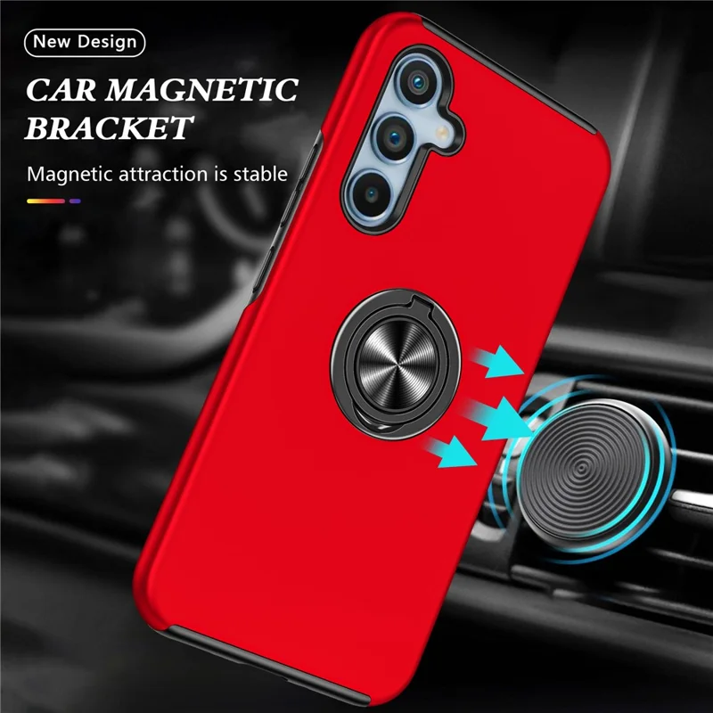 For Samsung Galaxy A55 5G Case Slim-Fit PC+TPU Phone Cover with Kickstand - Red
