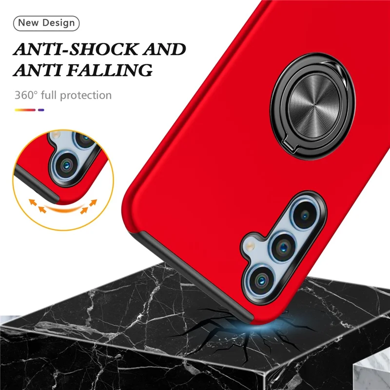 For Samsung Galaxy A55 5G Case Slim-Fit PC+TPU Phone Cover with Kickstand - Red