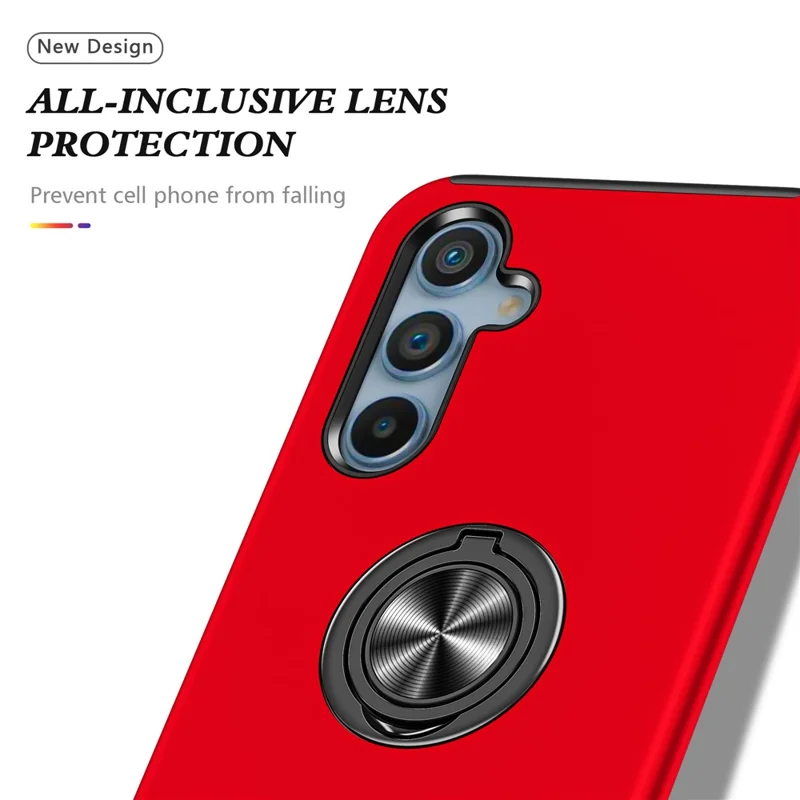 For Samsung Galaxy A55 5G Case Slim-Fit PC+TPU Phone Cover with Kickstand - Red