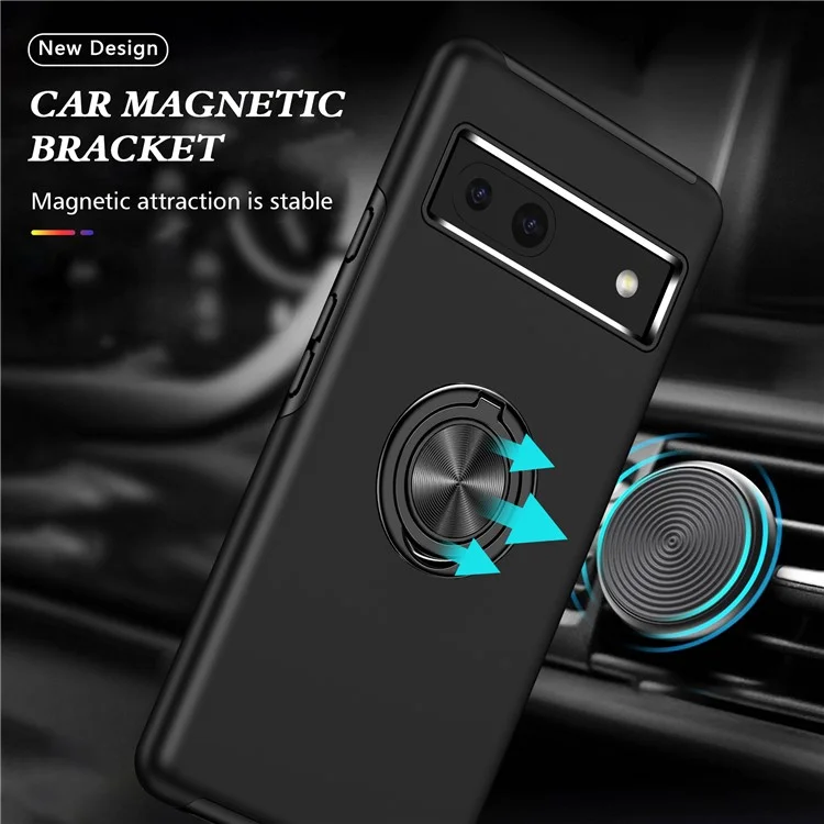 For Google Pixel 8a Shockproof Case PC+TPU Phone Cover with Kickstand - Black