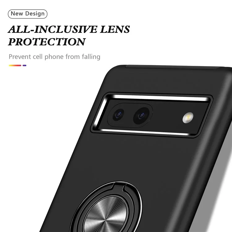 For Google Pixel 8a Shockproof Case PC+TPU Phone Cover with Kickstand - Black