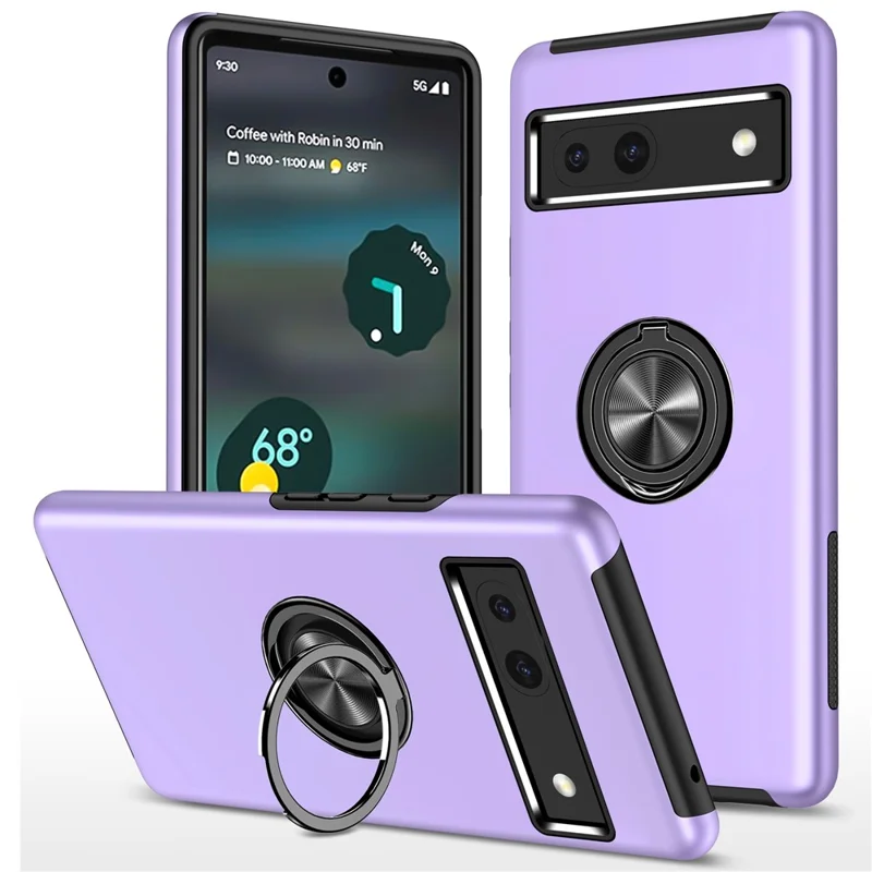 For Google Pixel 8a Shockproof Case PC+TPU Phone Cover with Kickstand - Purple