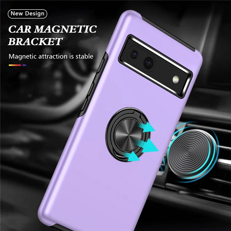 For Google Pixel 8a Shockproof Case PC+TPU Phone Cover with Kickstand - Purple