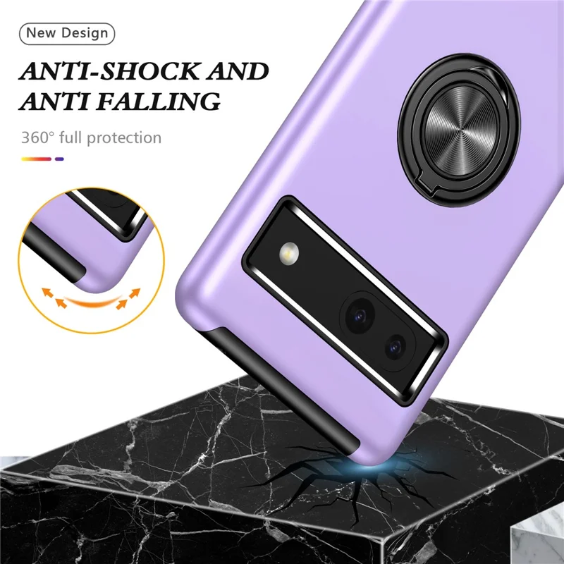 For Google Pixel 8a Shockproof Case PC+TPU Phone Cover with Kickstand - Purple